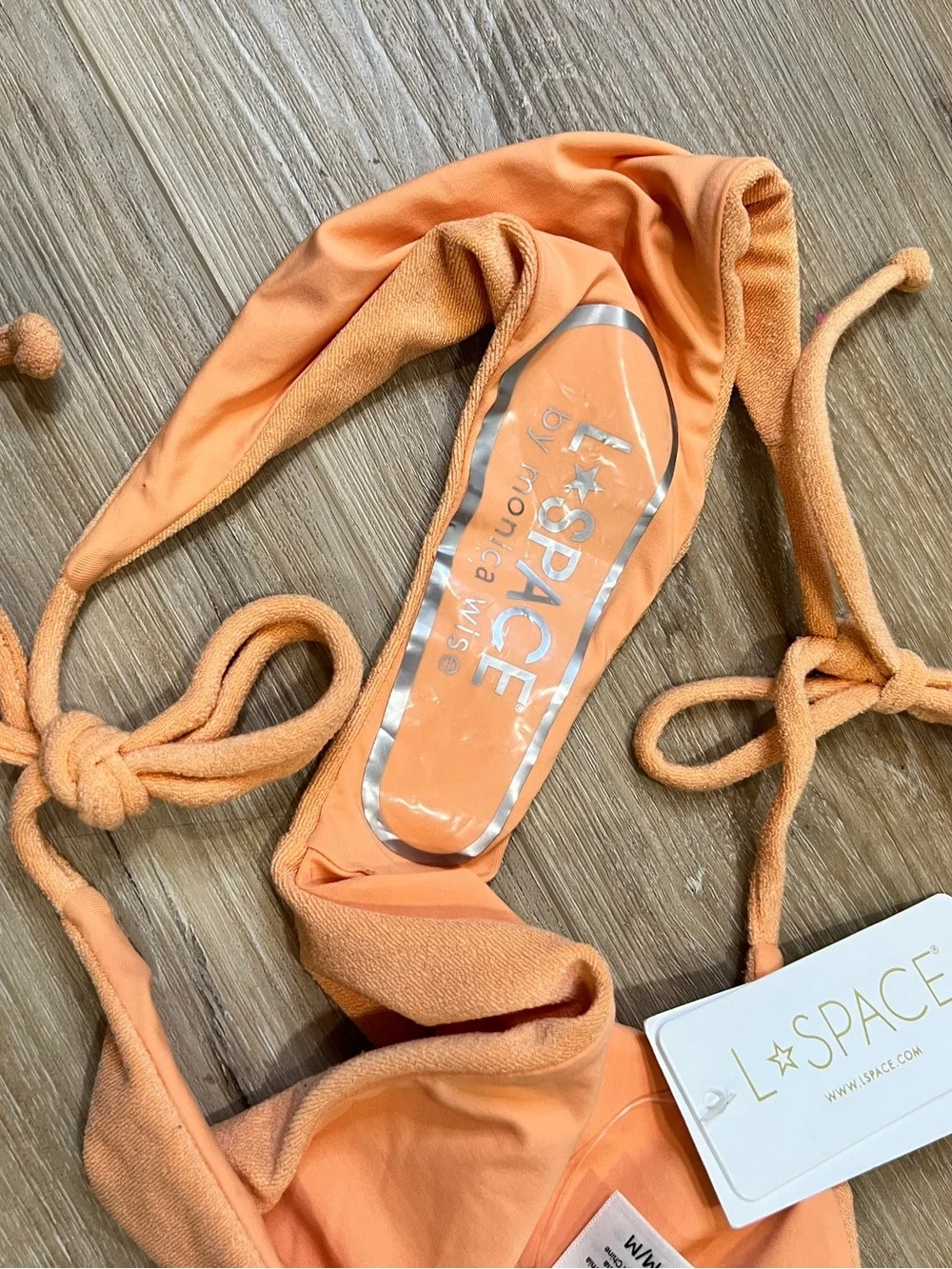 L Space Orange Tie-Side Bikini Bottoms Size Medium